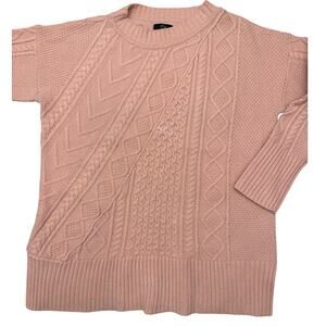 J. Crew Women's Wool Blend Pink Cable Knit Pullover Sweater Extra Large